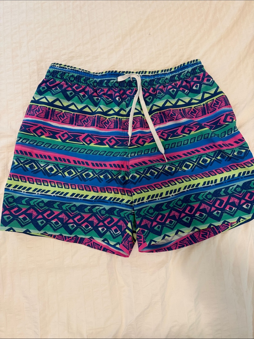 chubbies Neon Geo-Print Shorts in Pink, Blue & Green